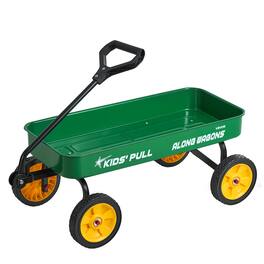 VEVOR - Pull-Along Wagon for Kids, 39 inch Toddler Wagons, Supports up to 176 lbs, All-Terrain Wagons with Handle - Green truck bed + yellow tires