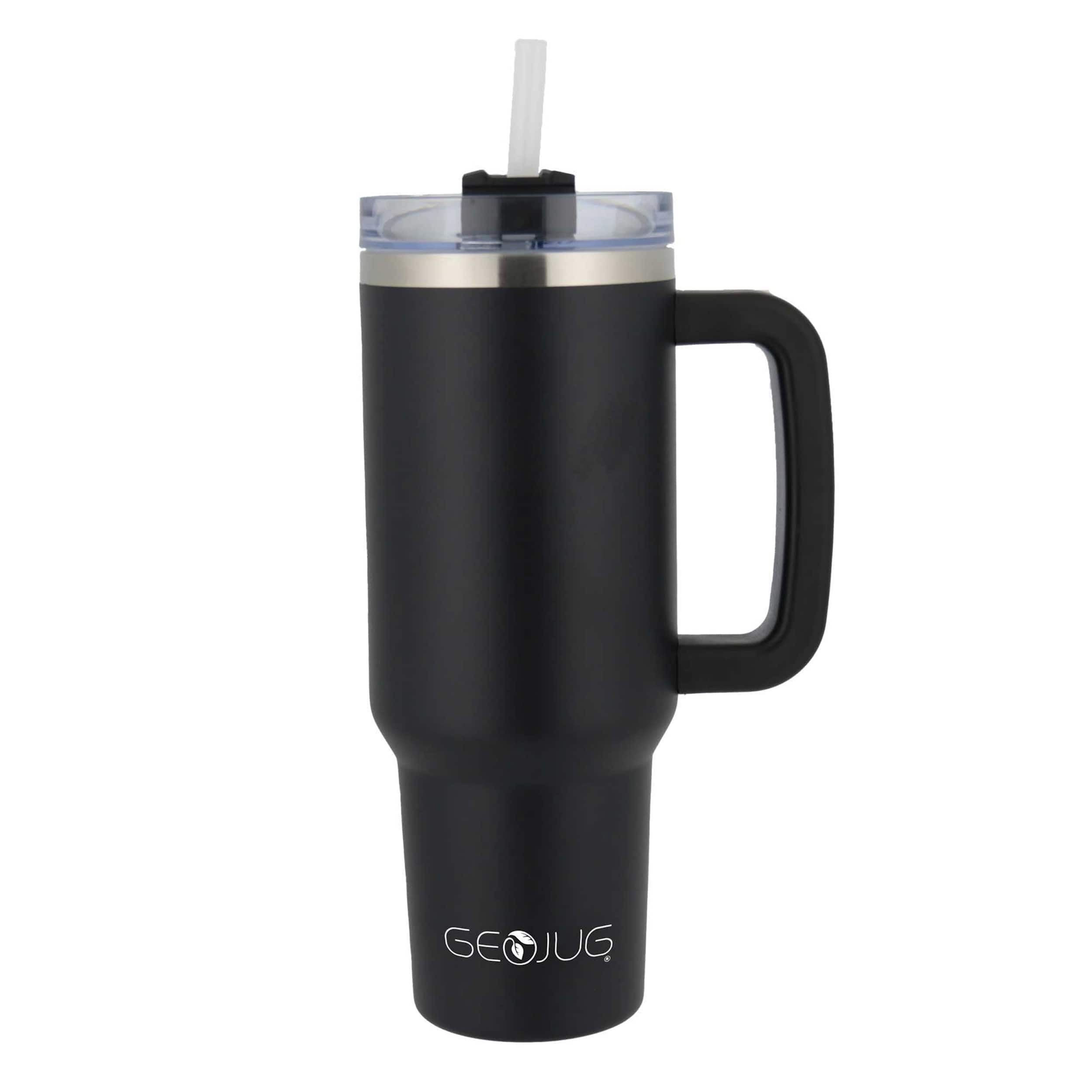 Brentwood - GEOJUG 40oz Insulated Stainless Steel Tumbler Cup with Handle - Black