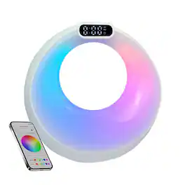 PRIMEPLUS - 3-in-1 Bluetooth Color Changing Alarm Clock, Wake Clock with Night Lights - White