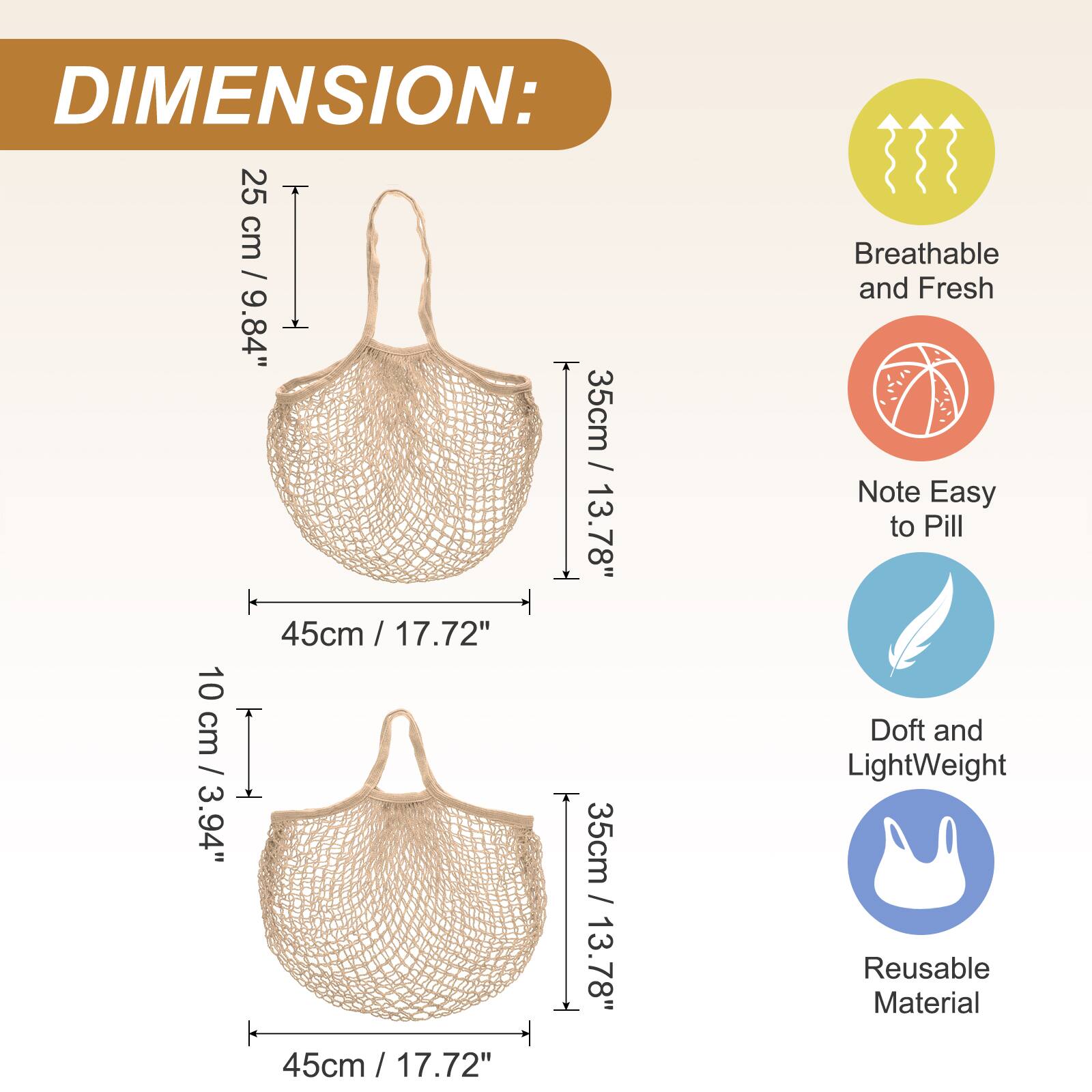 DIMENSION:  
25 cm T / 9.84"  
35 cm / 13.78"  
45 cm / 17.72"  
10 cm I / 3.94"  
35 cm / 13.78"  
45 cm / 17.72"  

Breathable and Fresh  
Note Easy to Pill  
Doft and LightWeight  
Reusable Material