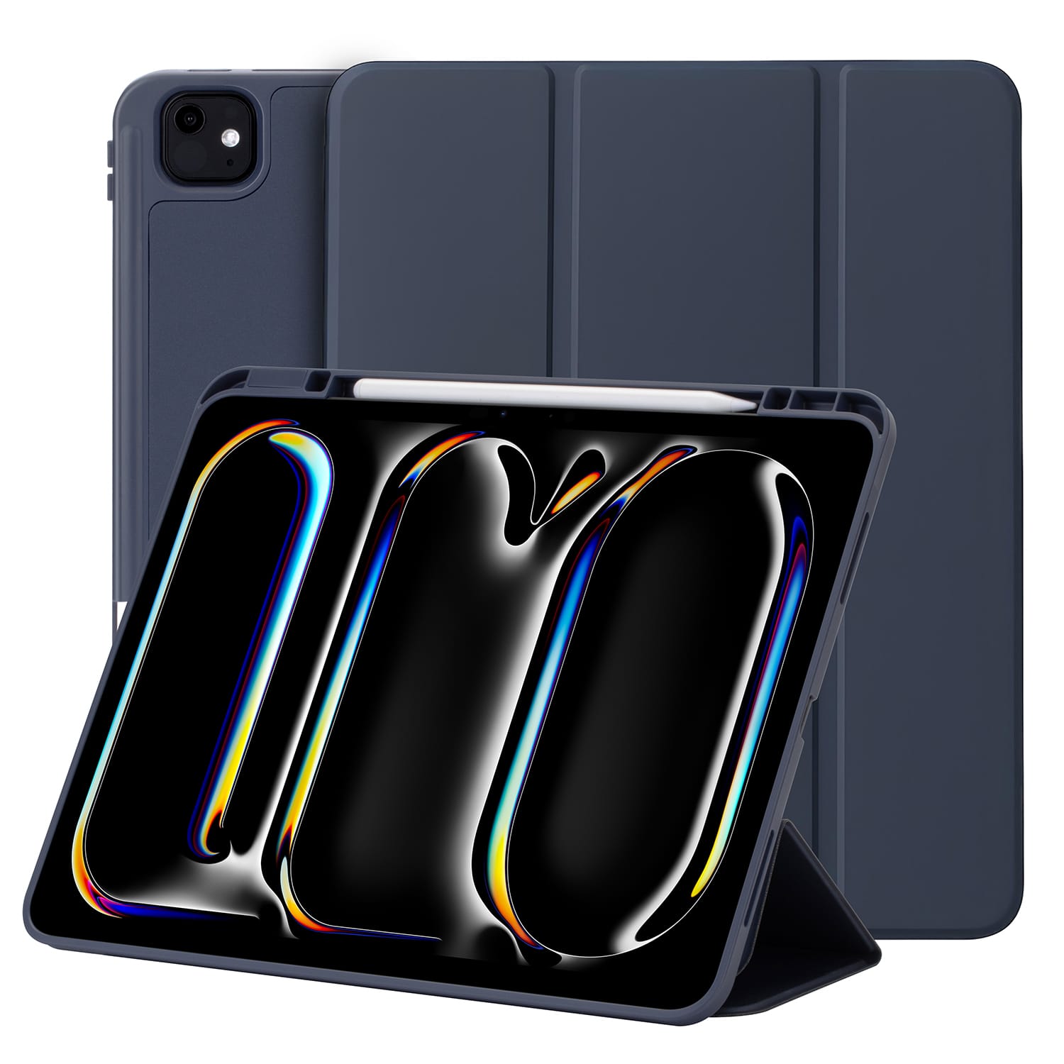 Front. Vena - For Apple iPad Pro 13 Inch Case with Pencil Holder, iPad Pro M4 13 Inch Case Cover (2024) with Slim Trifold Stand, Blue - Blue.