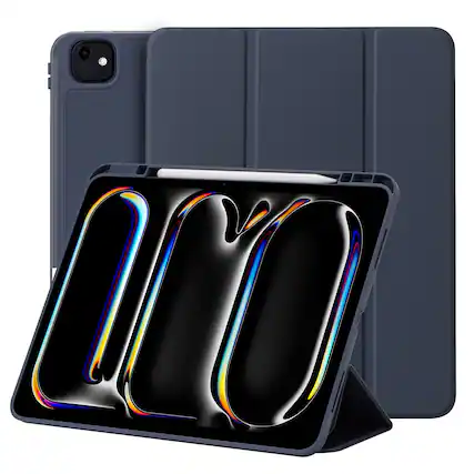 Front. Vena - For Apple iPad Pro 13 Inch Case with Pencil Holder, iPad Pro M4 13 Inch Case Cover (2024) with Slim Trifold Stand, Blue - Blue.