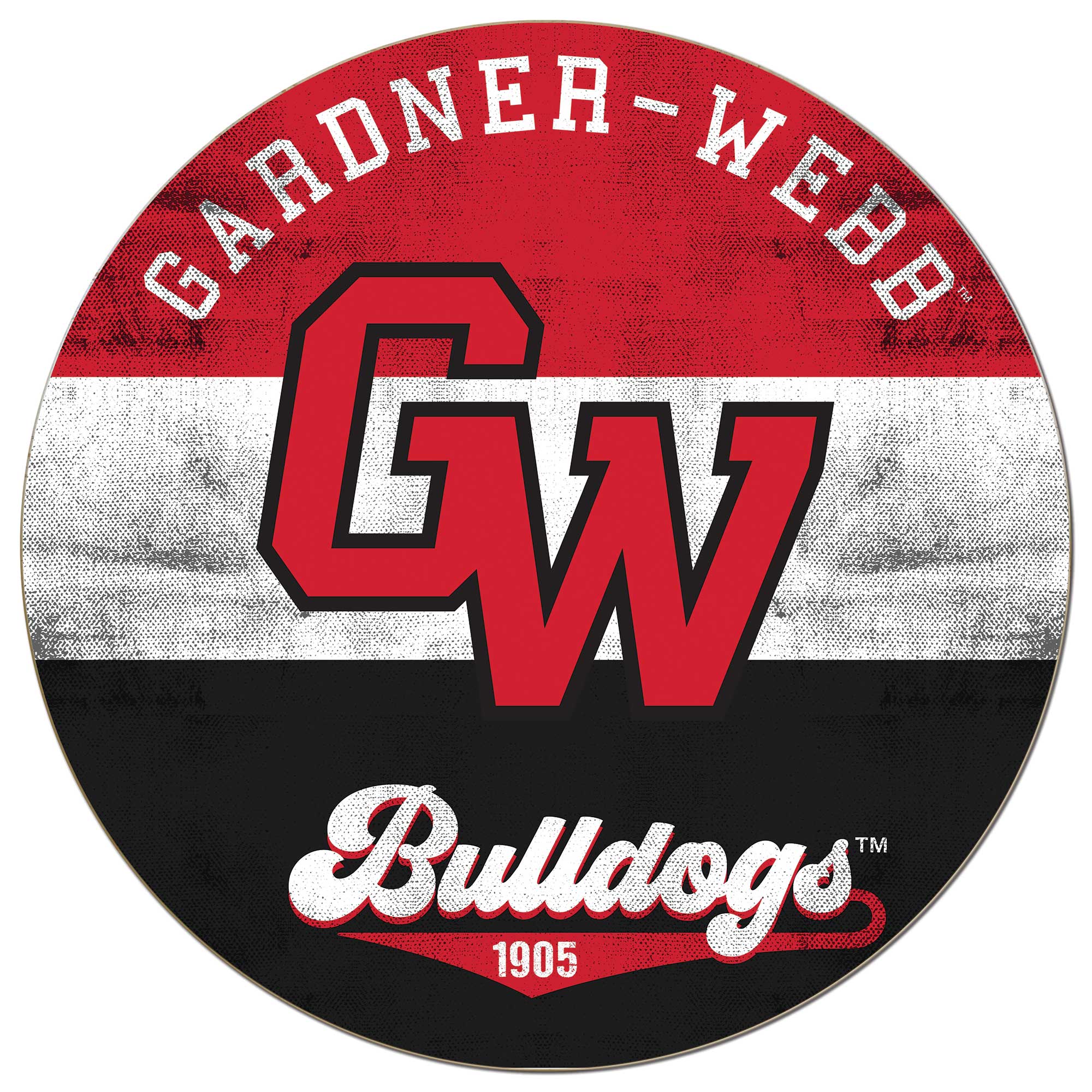 Jardine - Gardner-Webb Bulldogs 20'' x 20'' Retro Logo Circle Sign - Red