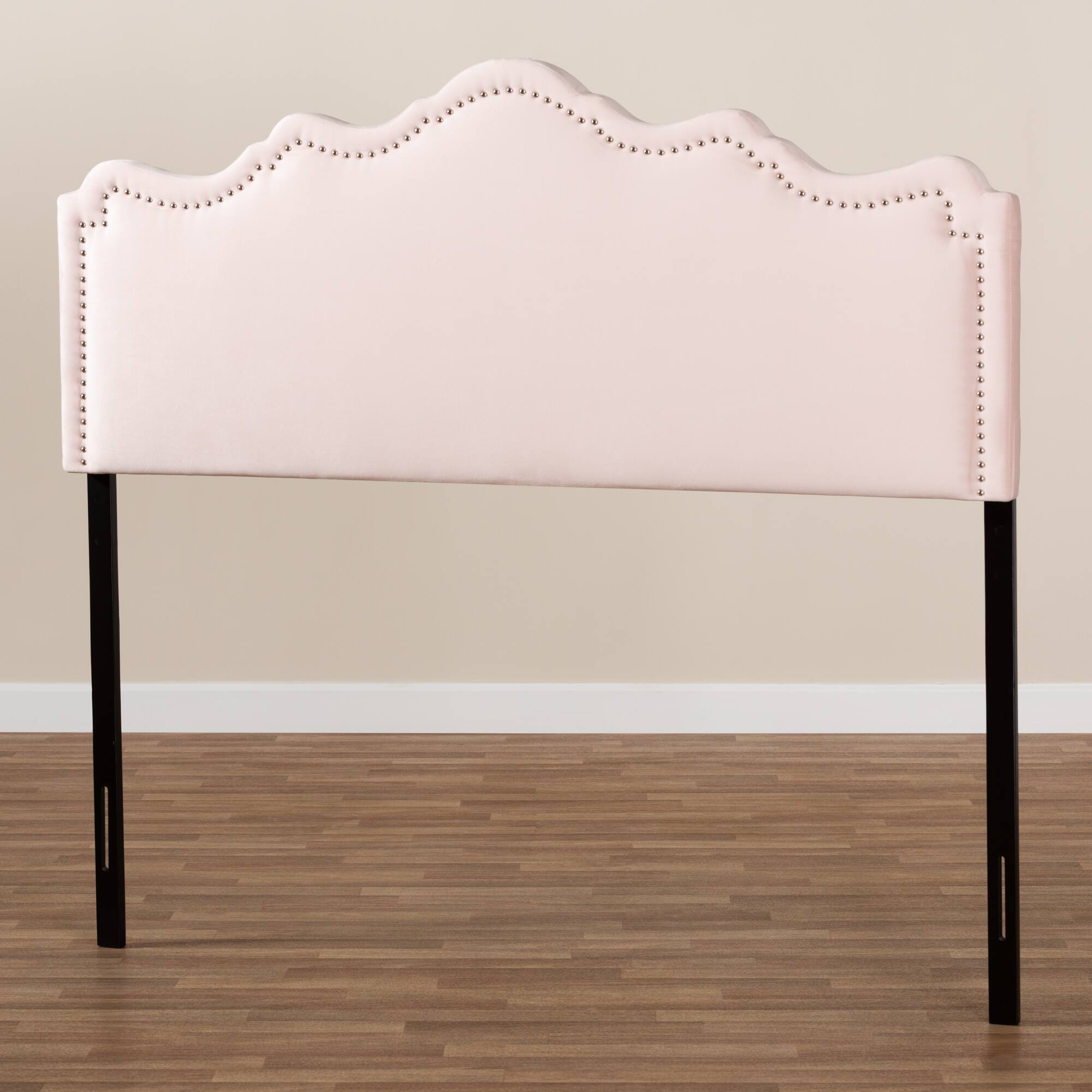 Alt View 1. Baxton Studio - Nadeen Modern and Contemporary Velvet Fabric Upholstered Queen Size Headboard - Light Pink.