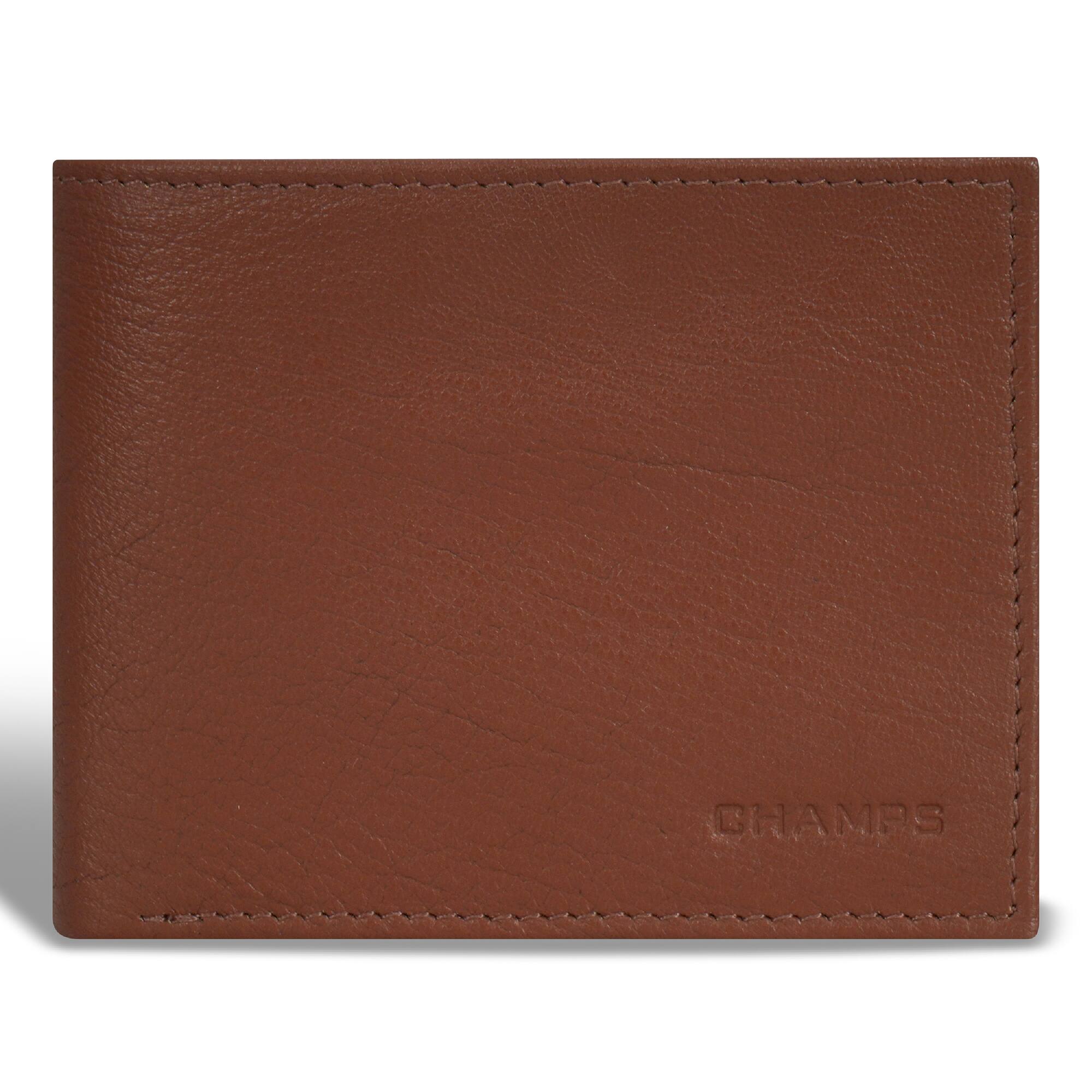 Front. Champs - Onyx Collection Leather Bi-Fold Wallet - Brown.