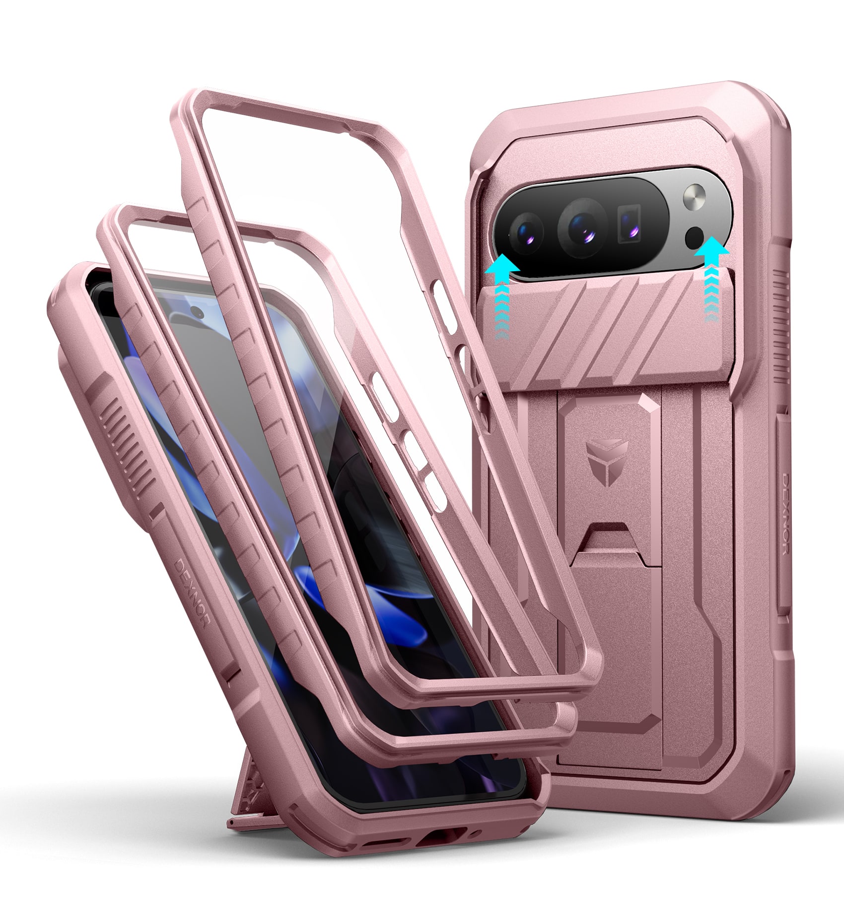 Dexnor - Case for Google Pixel 10/10 Pro with Slide Camera Cover Full-Body Shockproof Protective Cover Rugged Bumper Case - Phantom Purple