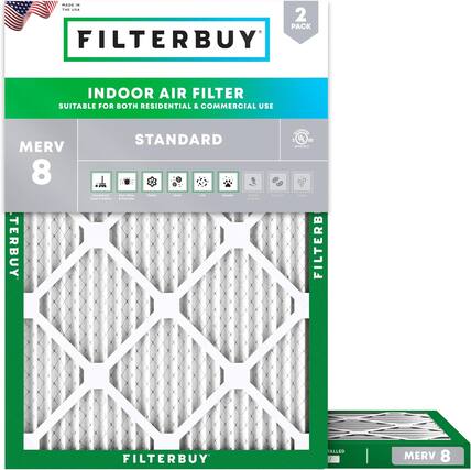 MADE IN THE USA
2 PACK FILTERBUY INDOOR AIR FILTER
SUITABLE FOR BOTH RESIDENTIAL & COMMERCIAL USE
MERV 8
STANDARD
- Pollen
- Mold
- Dust Mites
- Pet Dander
- Smoke
- Odors
- Bacteria