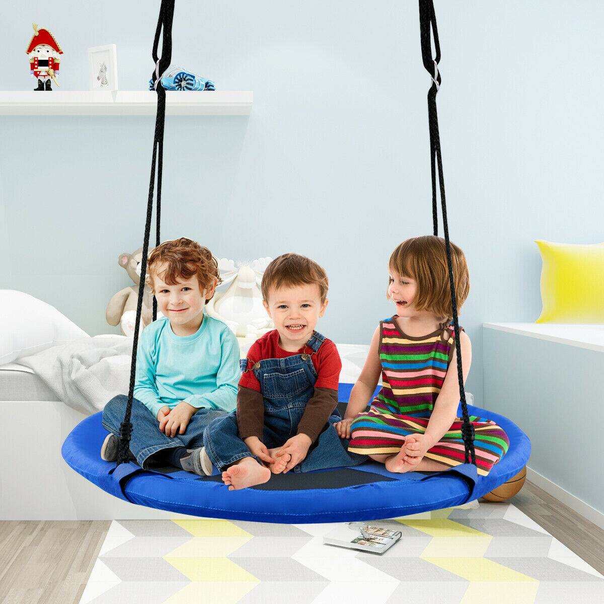 Alt View 4. Costway - Costway 40" Kids Hanging Chair Swing Tent Set Hammock Nest Pod Seat - Blue.