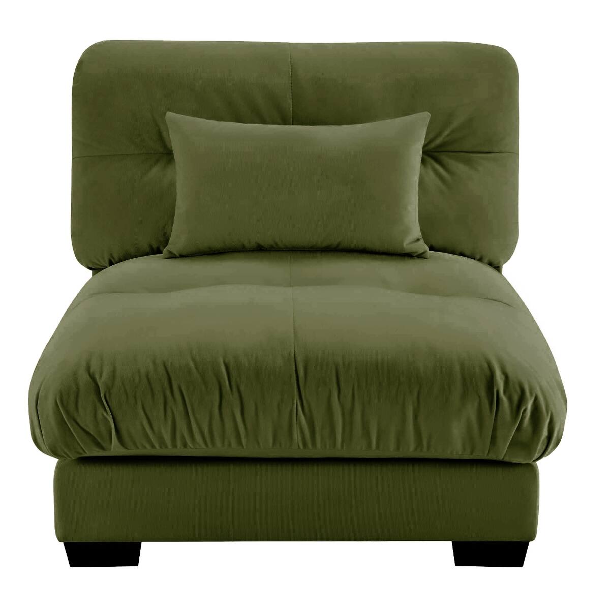 Front. Ropilly - Ropilly Olive Green Velvet Armless Sofa, Single Seat Accent Sofa with Pillow - Olive Green.