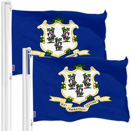 G128 - 2-Pack Connecticut State Flag, 3x5 ft Printed 150D Polyester — Indoor/Outdoor with Brass Grommets - Assorted Colors