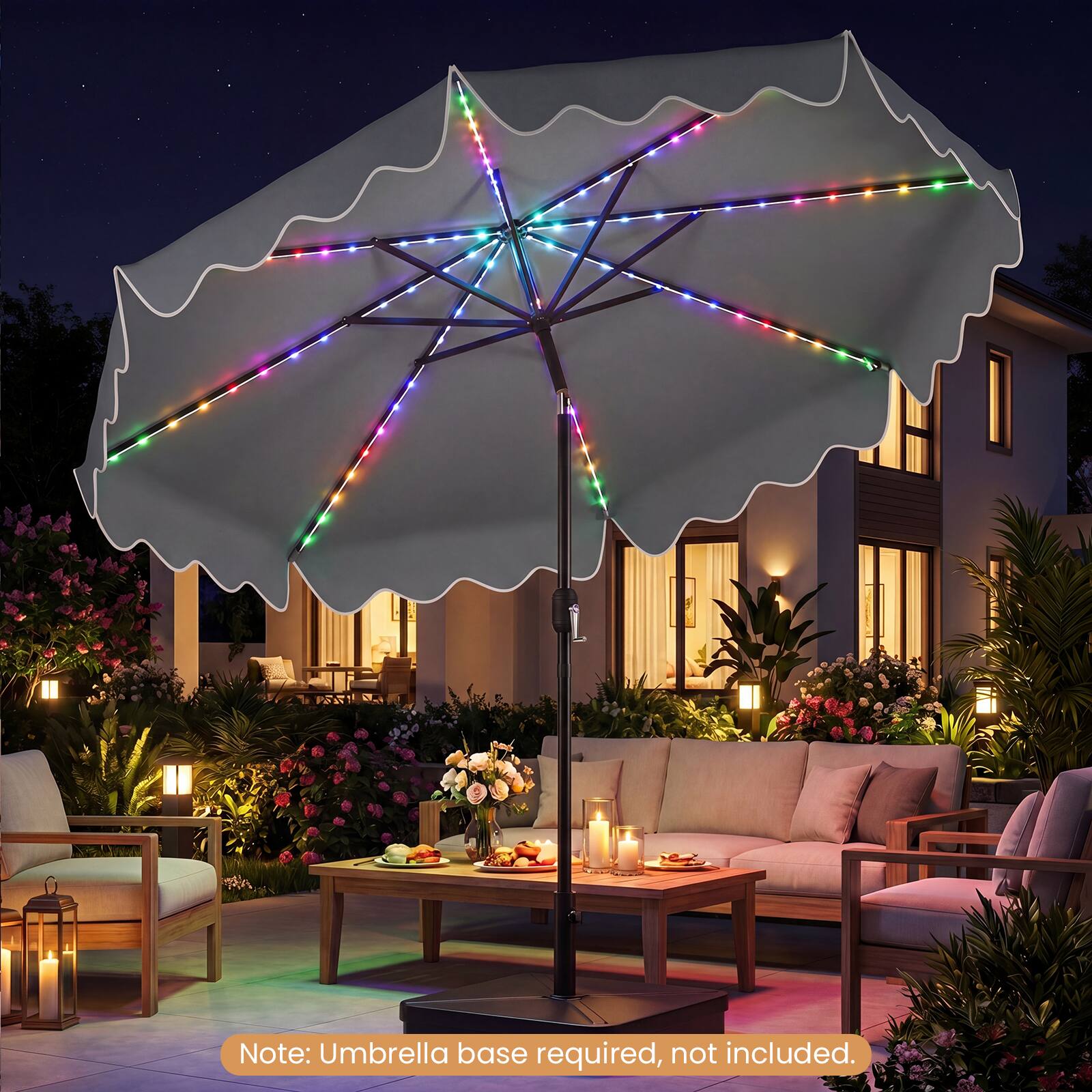 Note: Umbrella base required, not included.
