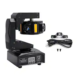 Topteng - 6LED Moving Head Light – 3-Axis Beam, DMX512, 100W CREE 4in1&Laser&Golden Light, Strobe, Fit for Stage,Bar & Disco Party - Black