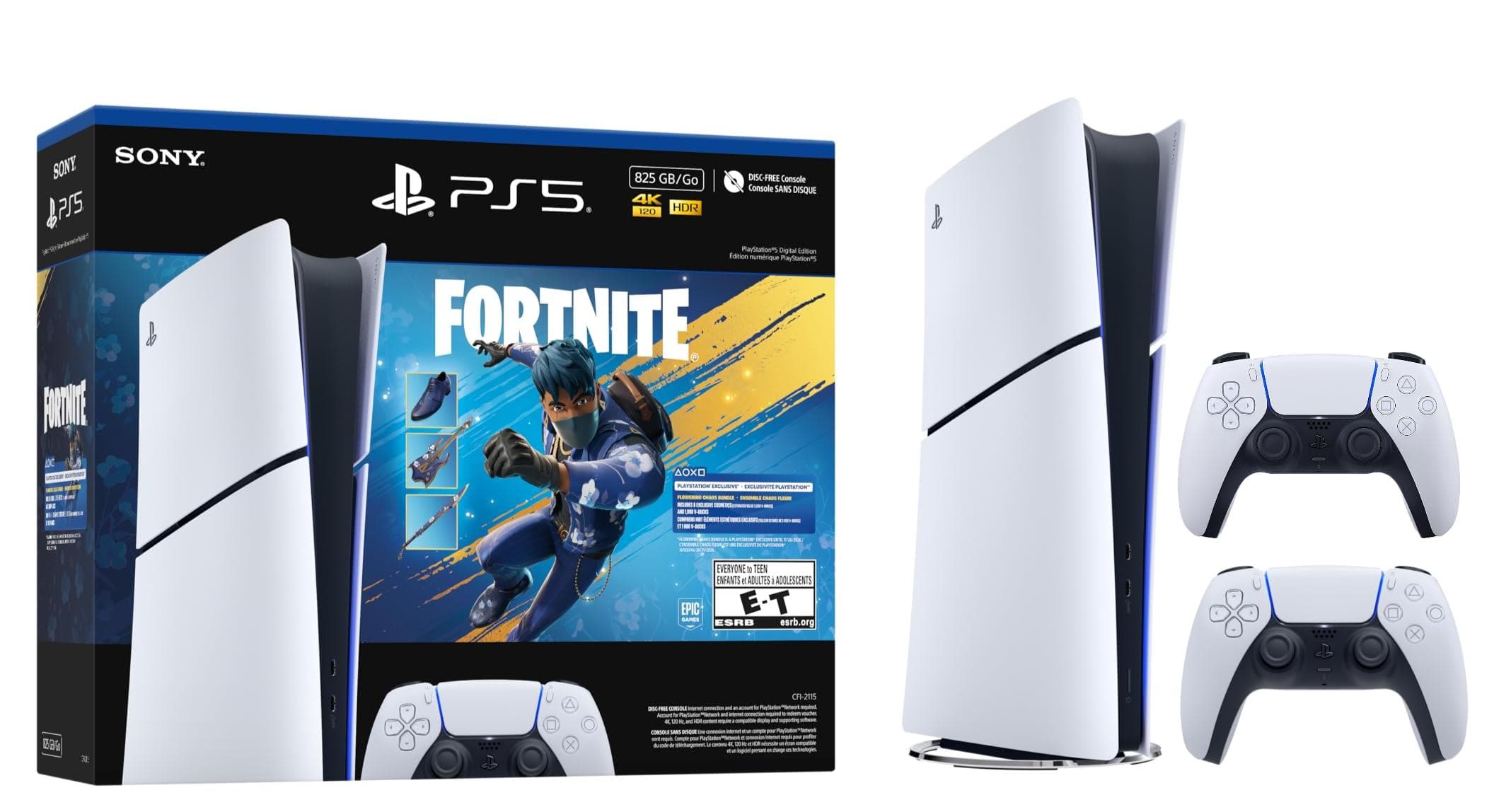 PlayStation5 Digital Edit 825GB Fortnite Bundle w/DualSense Controller White - PlayStation 5