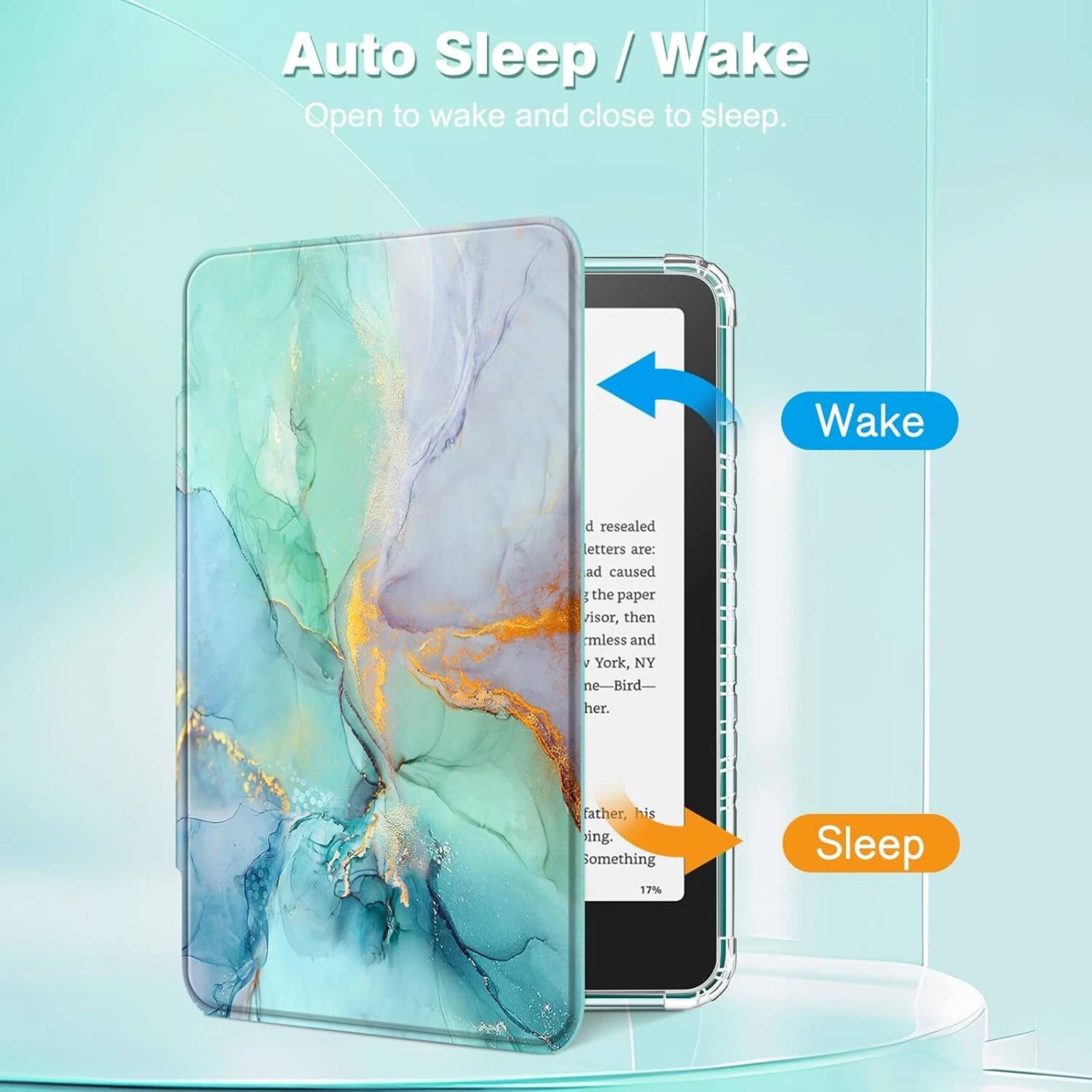 Auto Sleep / Wake  
Open to wake and close to sleep.

Wake

d resealed letters are: ad caused the paper visor, then mless and v York, NY ne-Bird- her.

Sleep

father, his ing. Something 17%