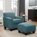 Alt View Zoom 13. Handy Living - Leonardo Transitional Linen Arm Chair and Ottoman - Blue.