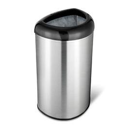 Hivvago - Stainless Steel Black Open Top 13-Gallon Kitchen Trash Can with No Lid - Silver/Black