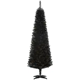 PULUZ - 6' Artificial Pencil Christmas Tree, Slim Xmas Tree with 390 Realistic Branch Tips and Plastic Stand - Black