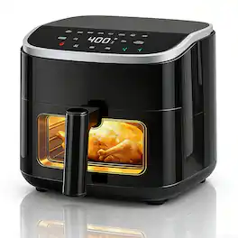 Sweet - 4QT Air Fryer with Visible Window, 8-In-1 Touchscreen Air Fryer with Nonstick Dishwasher Safe Basket - Black