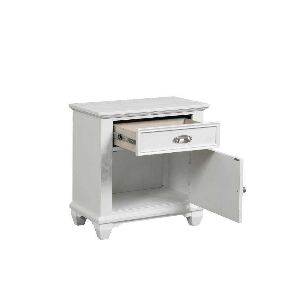 Alt View 1. FurniFact - White Solid Wood Night Stand – Elegant End Table for Bedroom or Bedside Use - White.