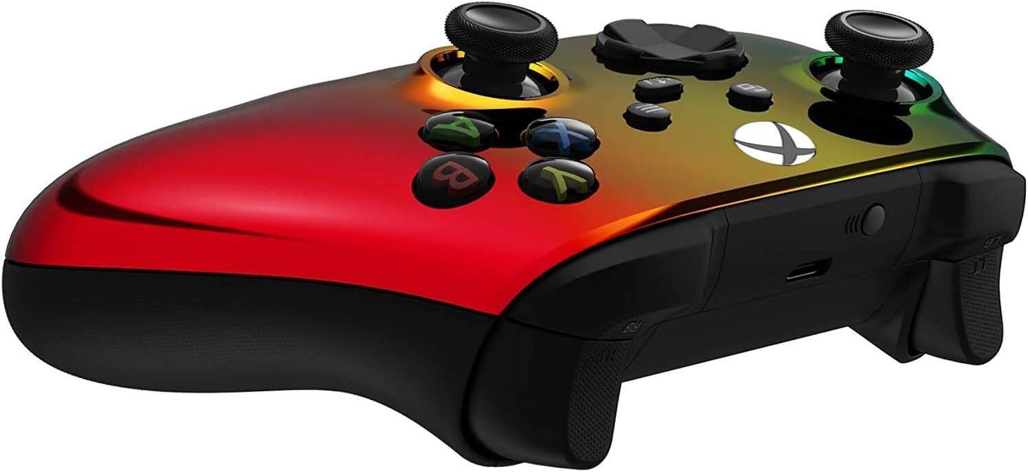 Back. Custom Controllerzz - Custom Wireless Controller for Xbox Series X|S, Xbox One, & PC - Rainbow Chrome.