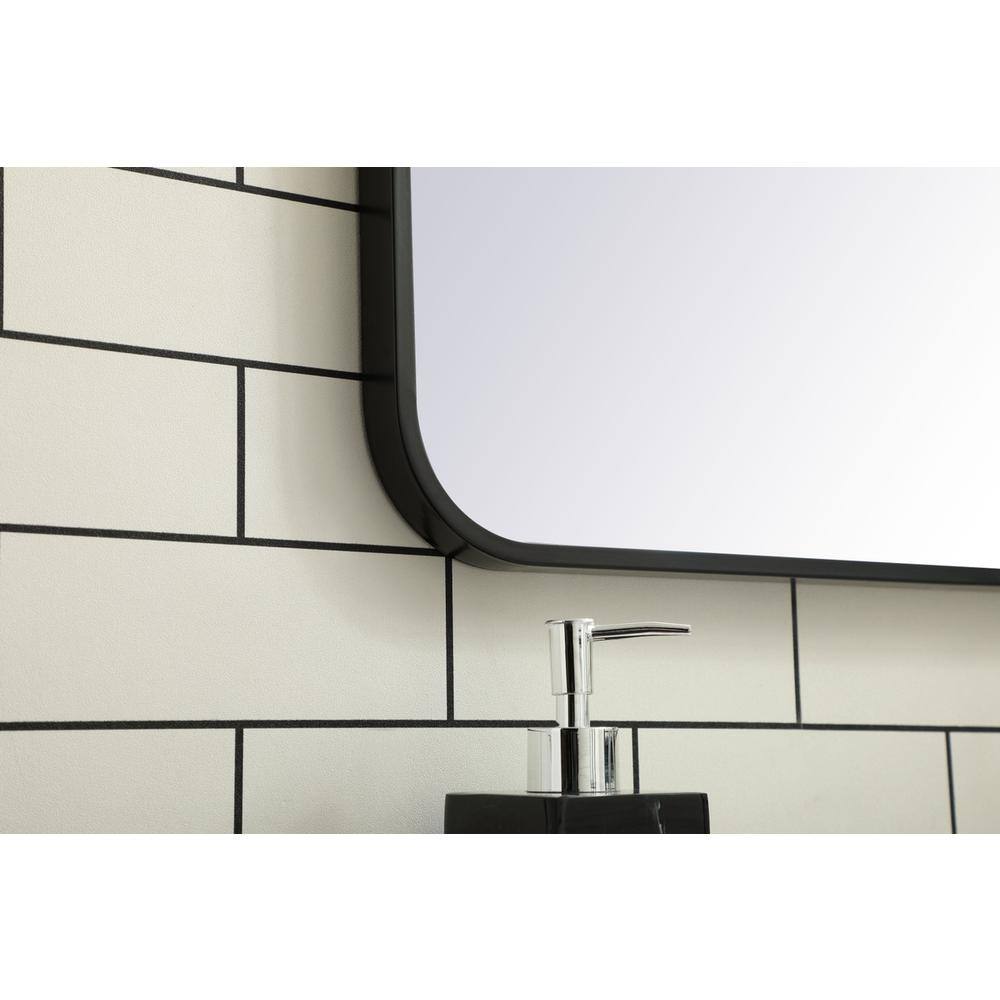 Alt View 2. Elegant Decor - Soft corner metal rectangular mirror 24x32 inch in black - Black.