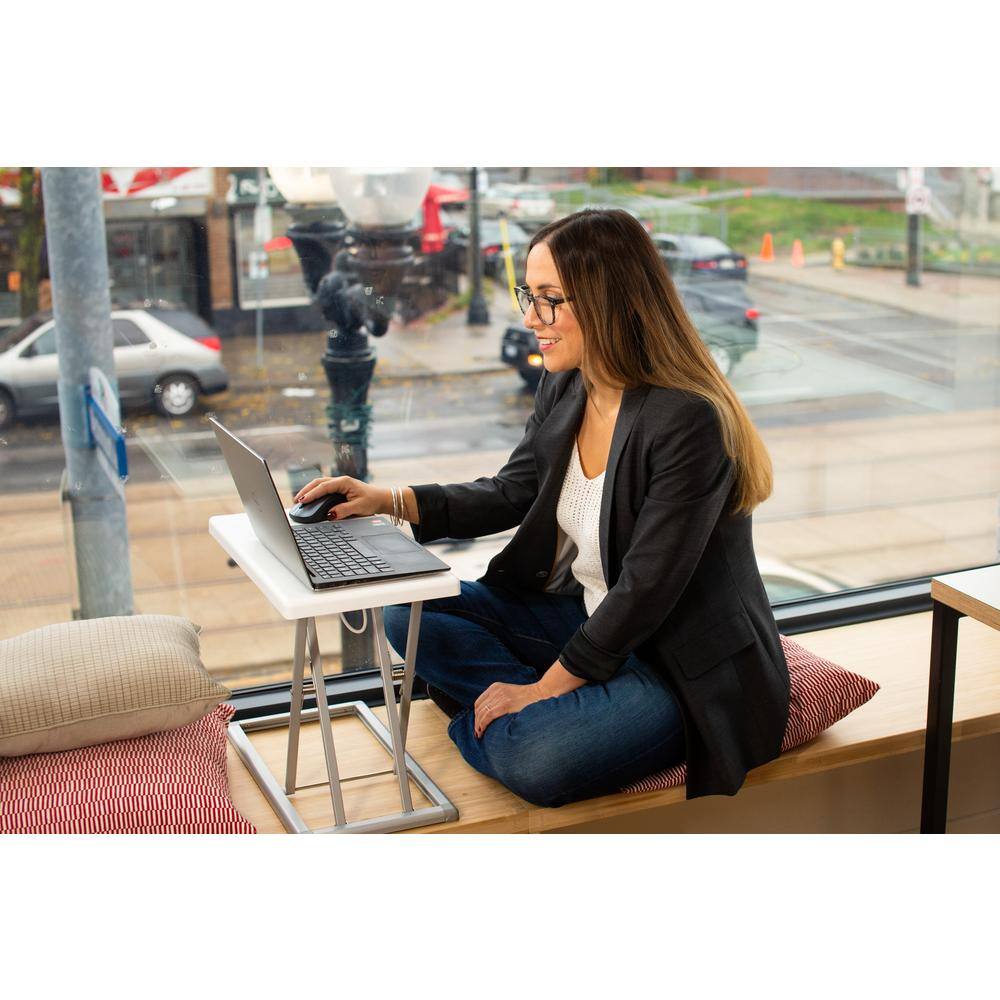 Angle. Rocelco - 19" Portable Standing Desk Riser - White.