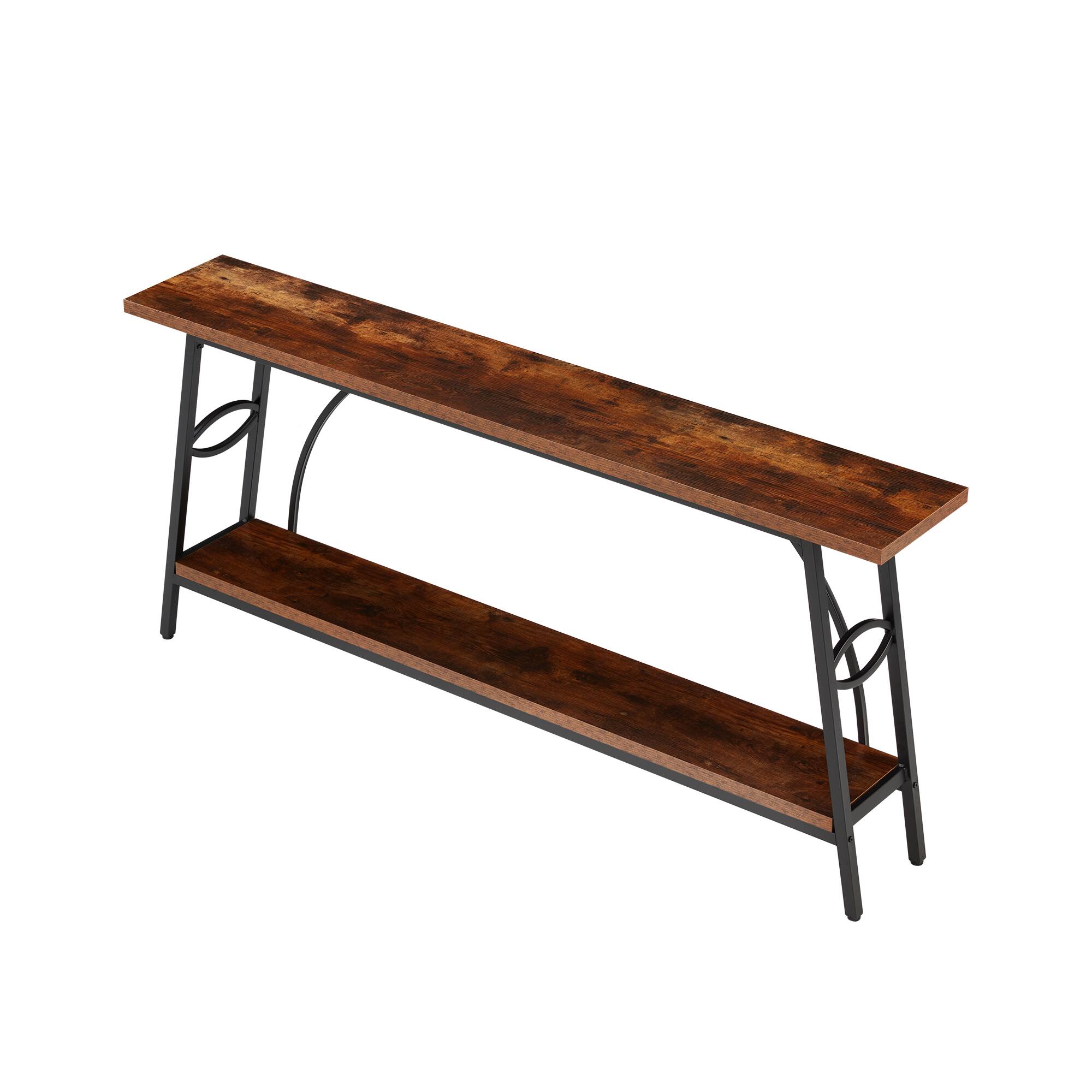 Alt View 4. U-HOMY - Narrow Entryway Console Table with Half Round Frame & Shelves: 31.5" Height for Hallway or Behind Sofa - Wood Color.