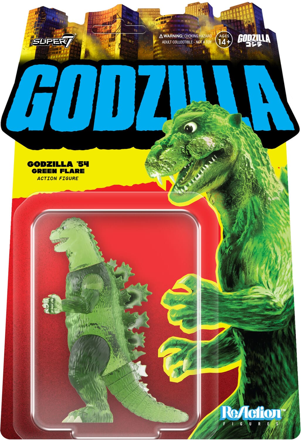 Super7 - Toho - ReAction Figures Wv7 - Godzilla (Semi-Clear Green Version) - Multicolor