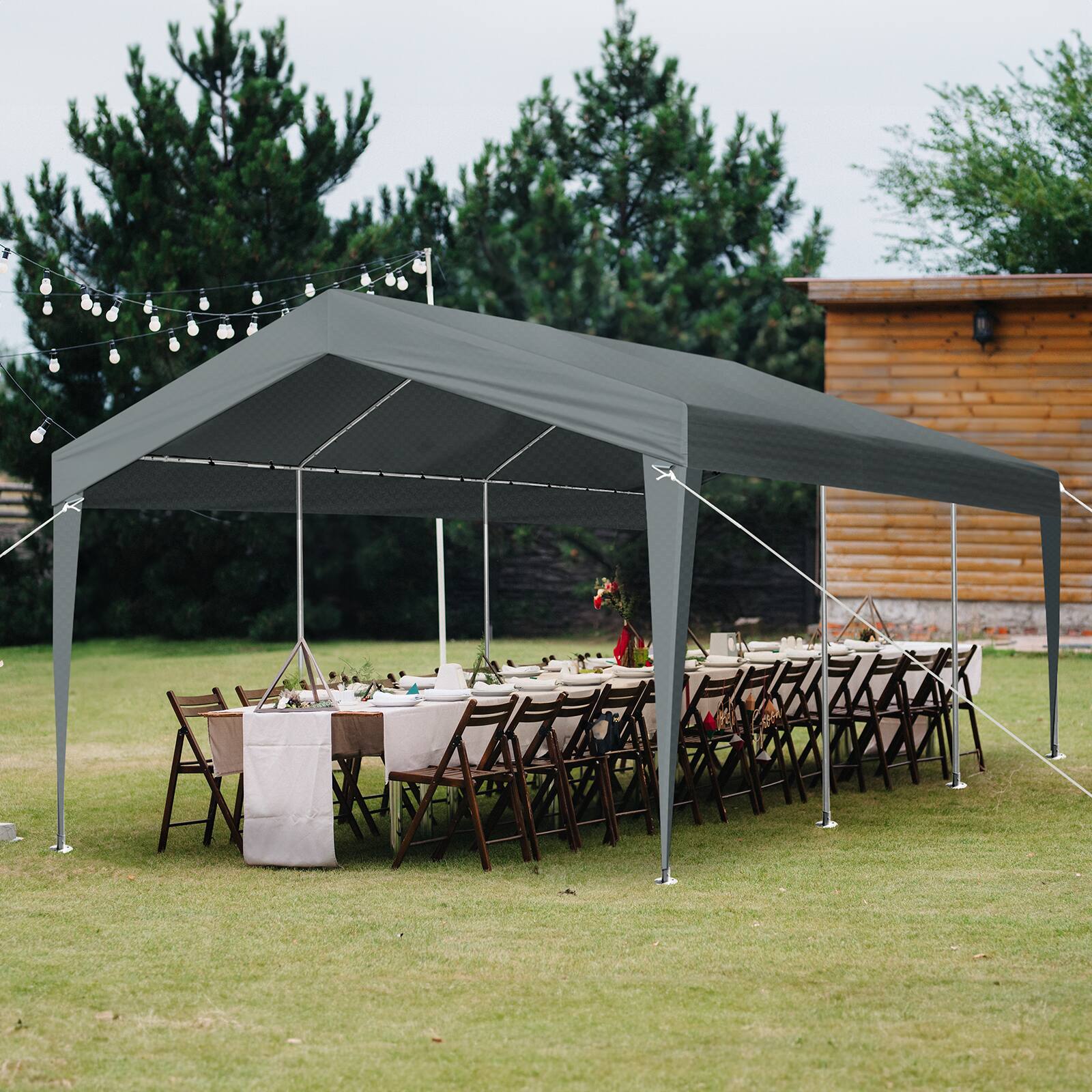 Alt View 3. Winado - 10x20 Heavy Duty Carport with Galvanized Steel Frame, Portable Garage with 2 Roll-up Windows & Doors, Removable Sidewall.