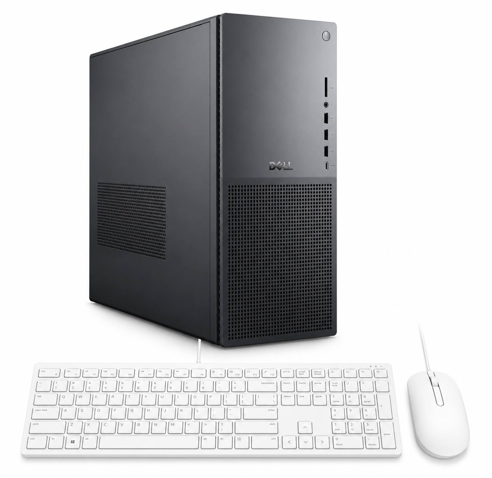 Alt View 2. Dell - Tower Plus EBT2250 Desktop (Ultra 9-285, 64GB, 4TB SSD, GeForce RTX 5060, Thunderbolt 4, Win 11 Pro) w/USB Hub - Platinum.