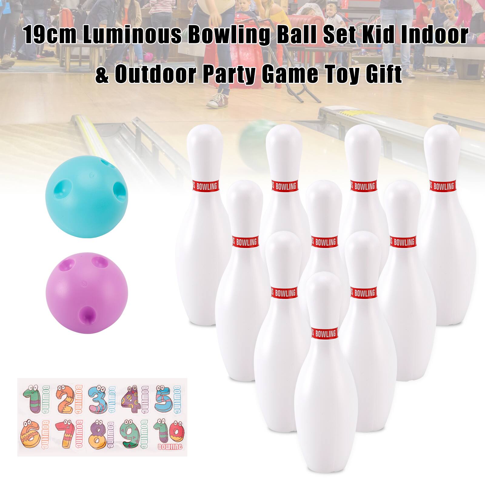 19cm Luminous Bowling Ball Set Kid Indoor & Outdoor Party Game Toy Gift