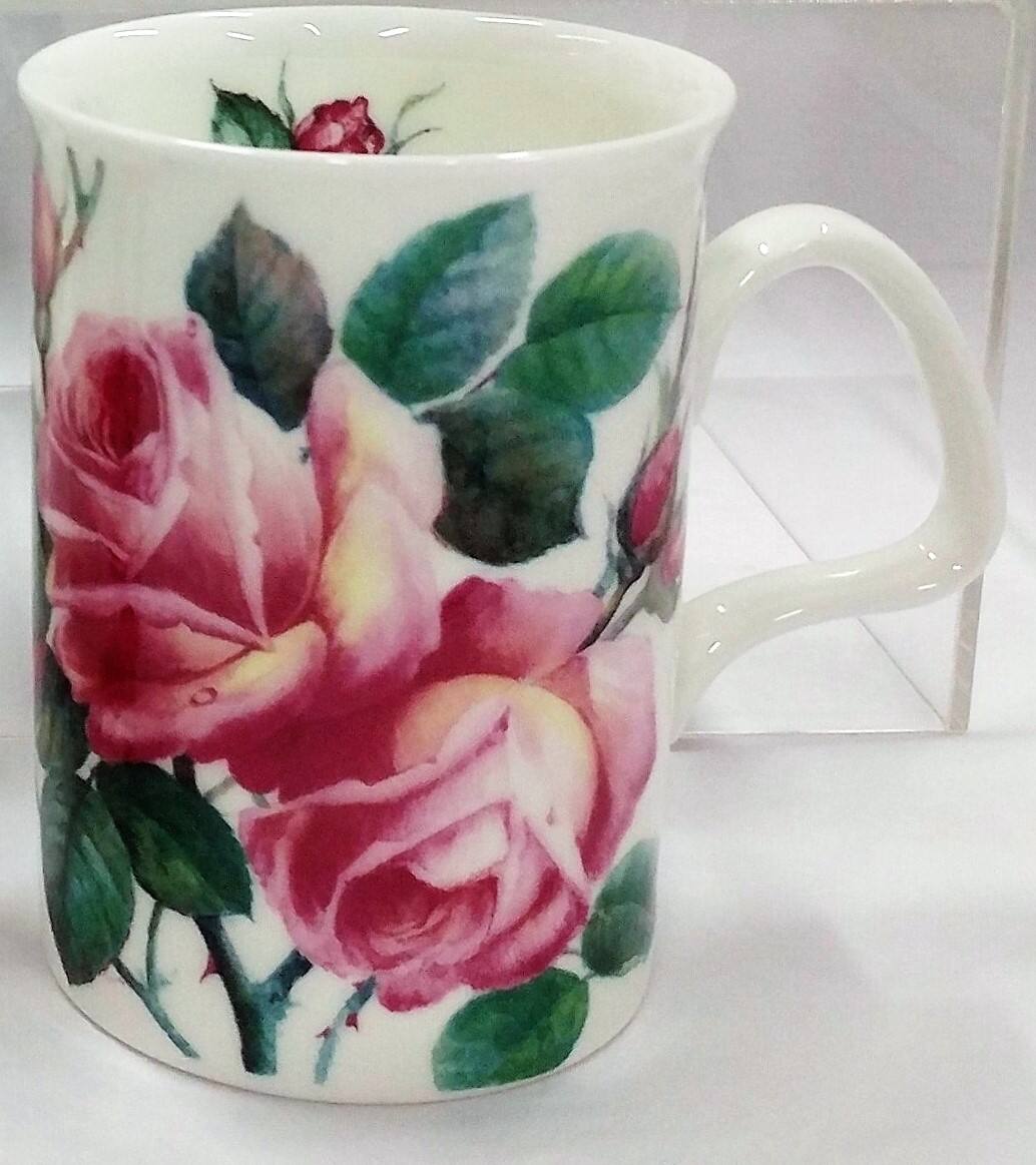 Angle. Jiallo - Roy Kirkham Lancaster Mug-English Rose- Pink Rose, Set of 2 - Mutli color.