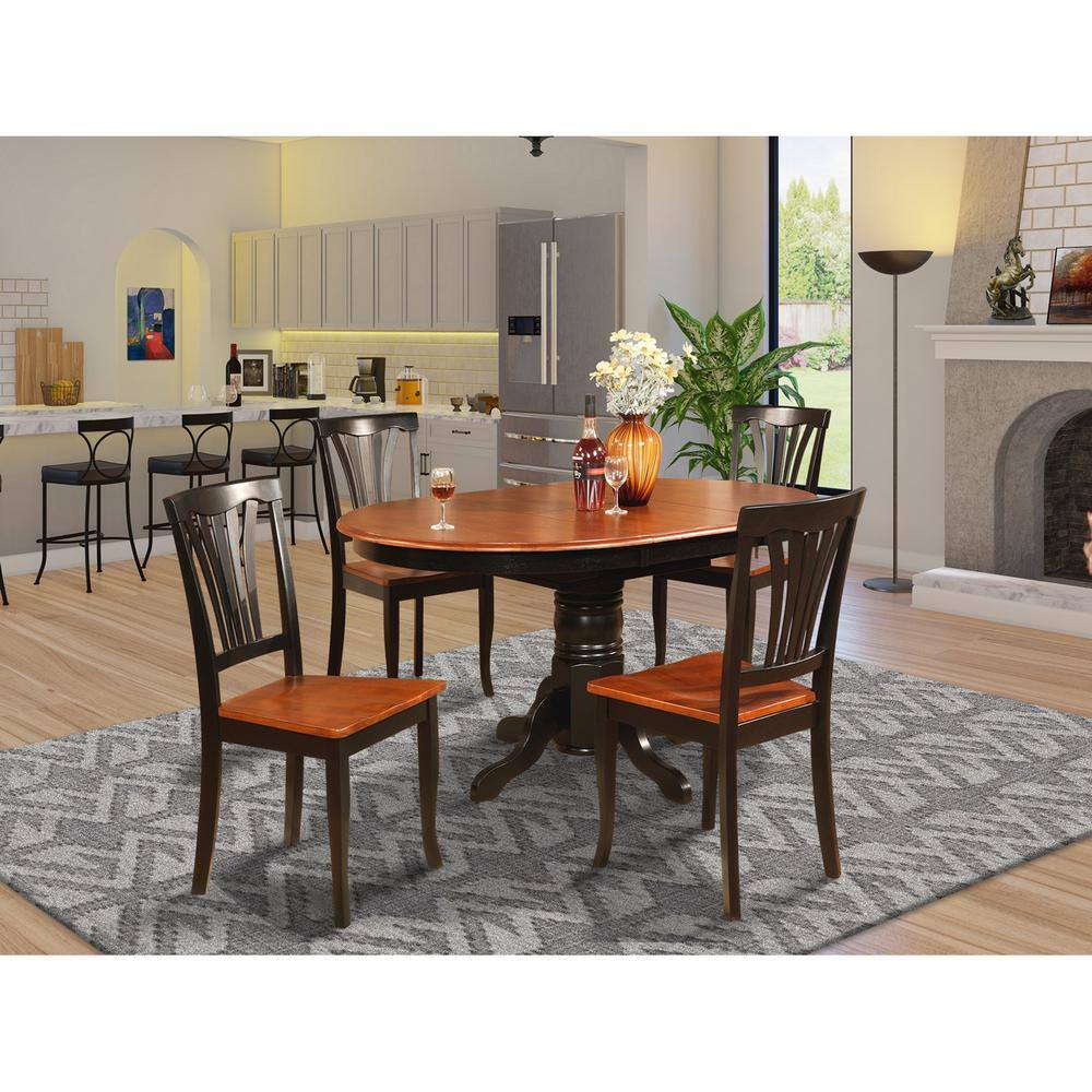 East West Furniture 5 Pc Dining room set Oval Table with Leaf and 4 ...