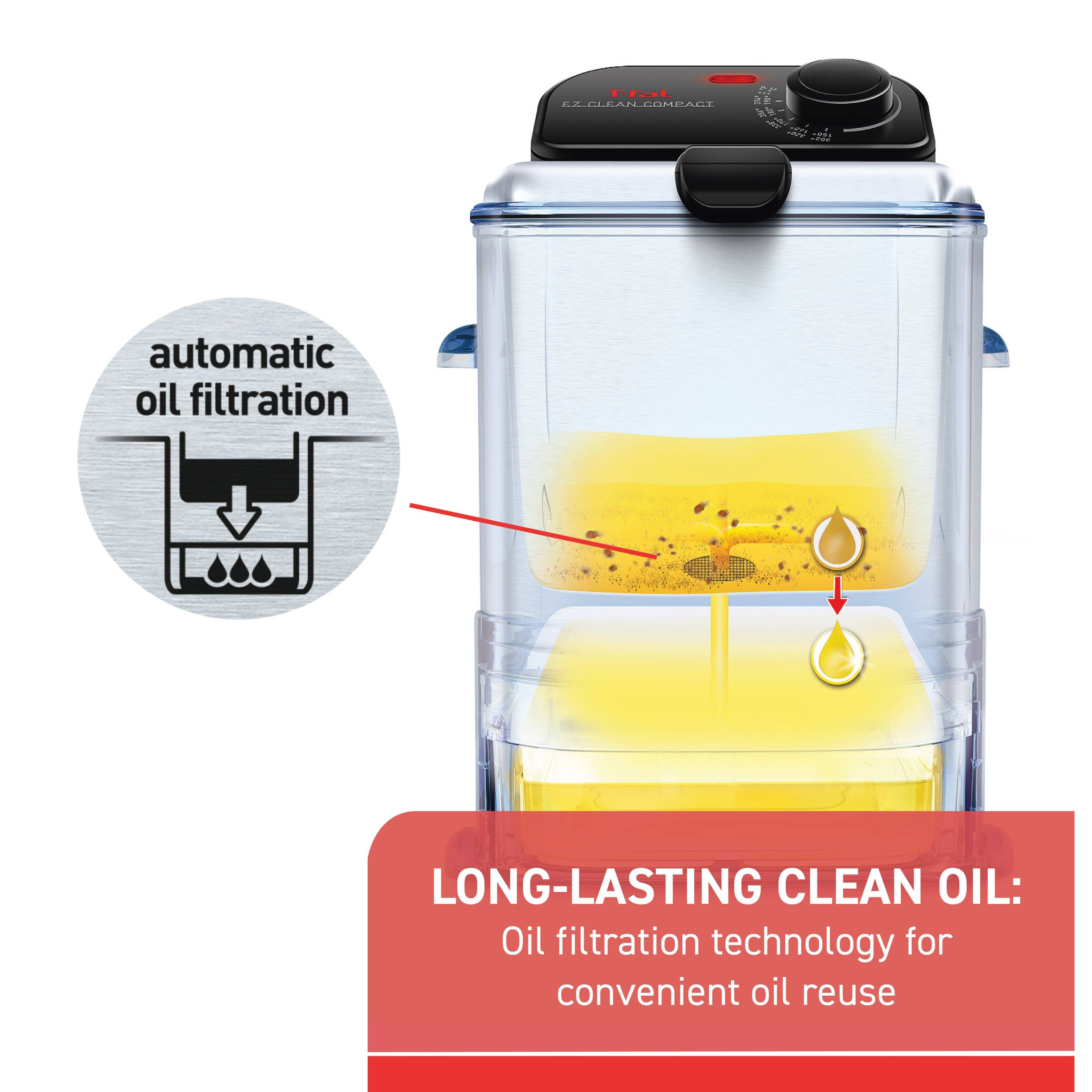 T-fal EZ_CLEAN.COMPACT

automatic oil filtration

LONG-LASTING CLEAN OIL: Oil filtration technology for convenient oil reuse