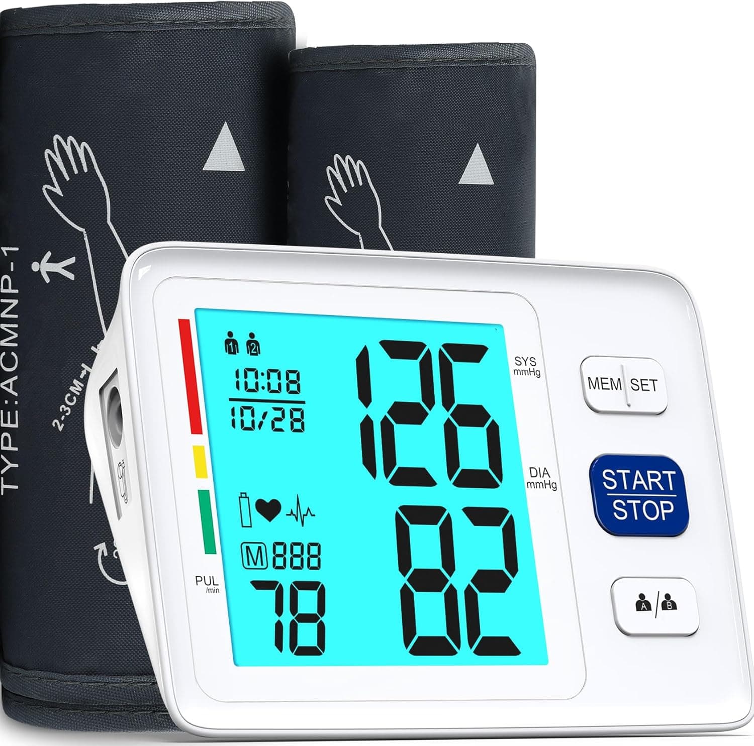 Dazzed Corner - Automatic Blood Pressure Monitor, Extra Large Cuff, 2x500 Memory - White
