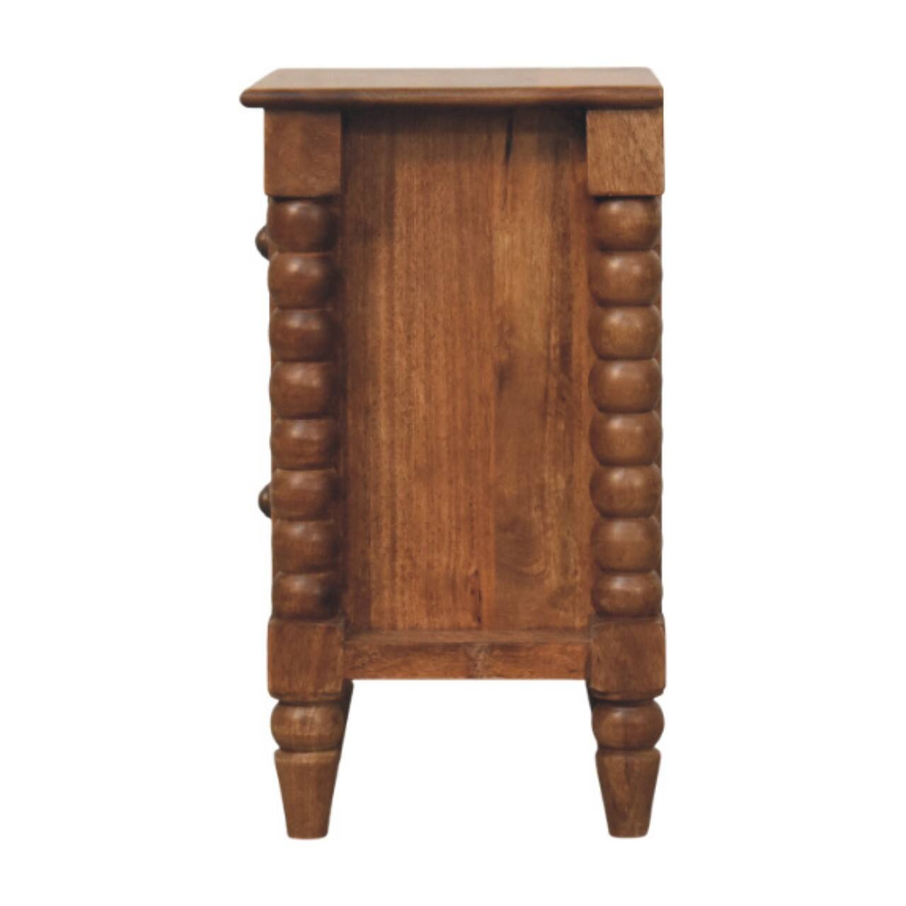 Back. Tiramisubest - Amber Solid Wood Barley Twist Two-Drawer Bedside Table - Brown.