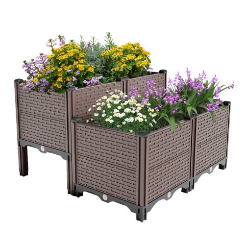 Front. Lycvki - Raised Garden Bed 31.5x31.5x19.6in Polypropylene Planter Box Outdoor for Vegetables Herbs Flowers.