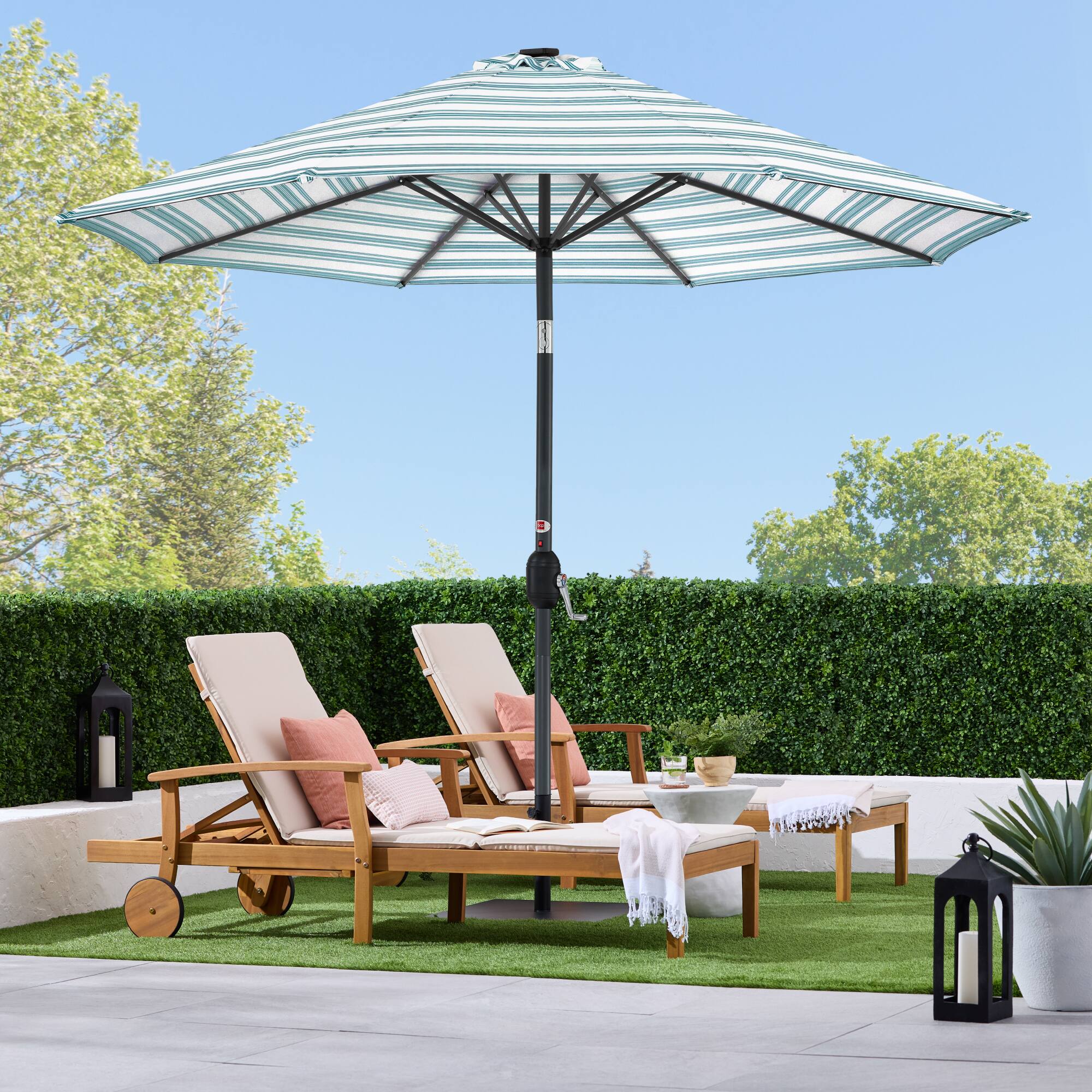 Alt View 2. Best Choice Products - Best Choice Products 10ft Solar LED Lighted Patio Umbrella w/ Tilt Adjustment, UV-Resistant Fabric - Striped Sky Blue - Striped Sky Blue.
