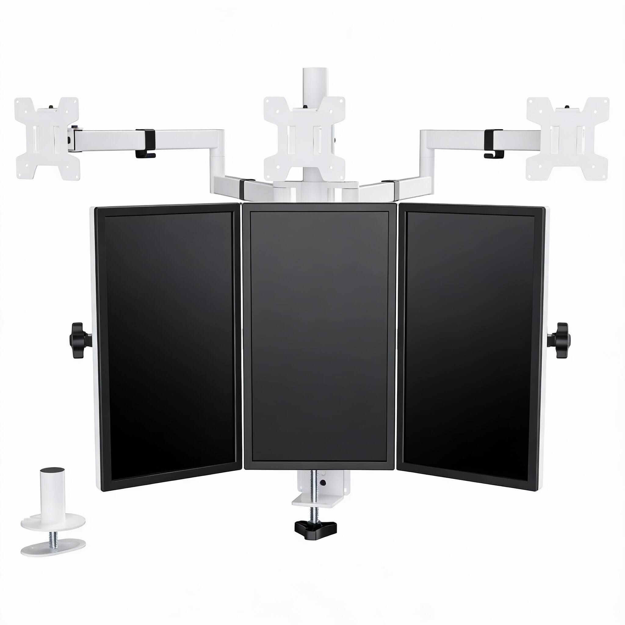 White-Desk Mount Triple 13-27in 22lbs