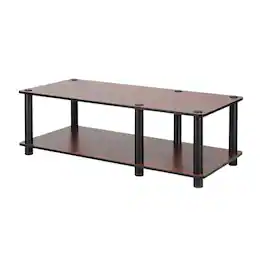 FurniFact - Dark Cherry TV Stand with Black Tube Frame and Composite Wood Construction - Brown