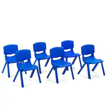 Front. Sugift - 6-pack Kids Plastic Stackable Classroom Chairs - Blue.