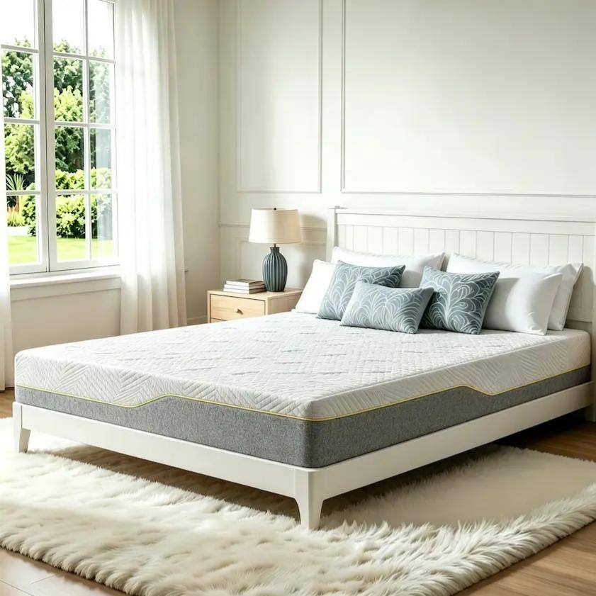 Front. Bestier - 14 Inch Queen Size Gel Memory Foam Mattress, Breathable Design, High-Density Pressure Relief Support - Grey.