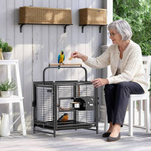 Alt View 9. Winado - 25in Small Parakeet Wire Bird Cage Portable for Finches Canaries Hanging Travel Bird House.