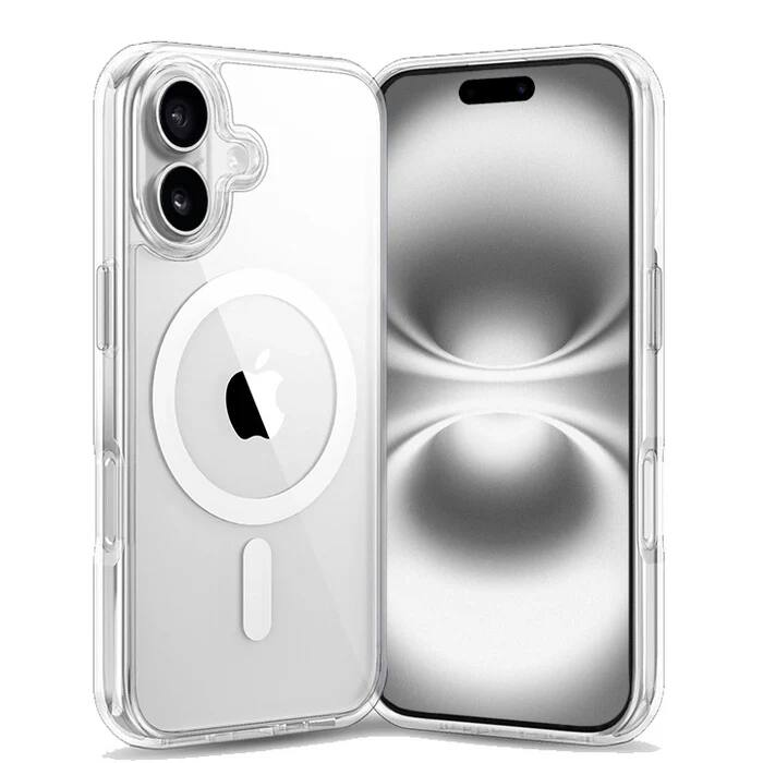 Entronix - Magnetic Case for iPhone 16 Plus - Slim Hard Back Protection - Clear