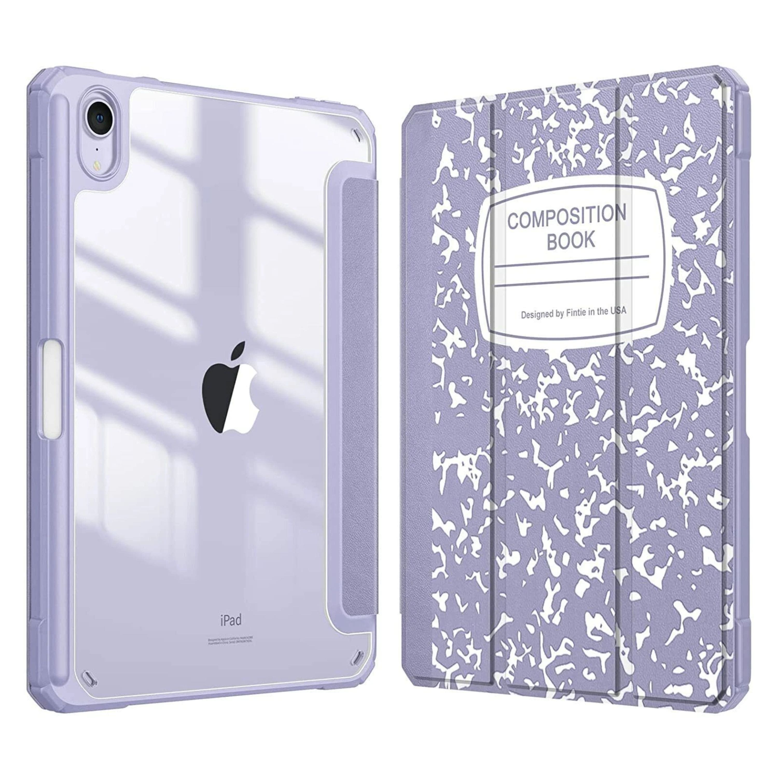 Kitcheniva - Clear Back Shell Slim Case For iPad Mini 7 A17 Pro 2024/iPad Mini 6 Composition Book - Lilac
