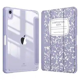 Kitcheniva - Clear Back Shell Slim Case For iPad Mini 7 A17 Pro 2024/iPad Mini 6 Composition Book - Lilac