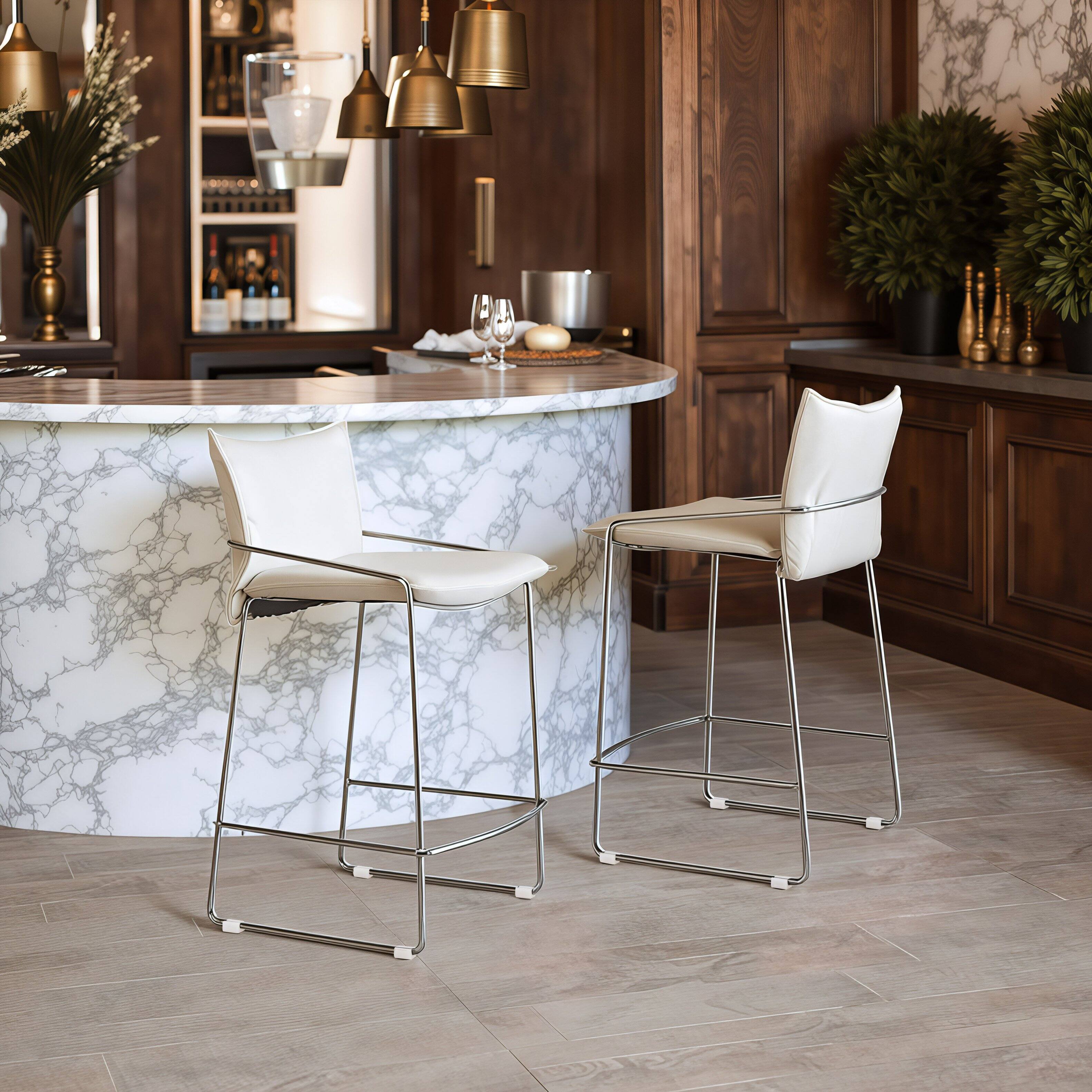 Angle. Hivvago - Pola Counter Stool White - White.