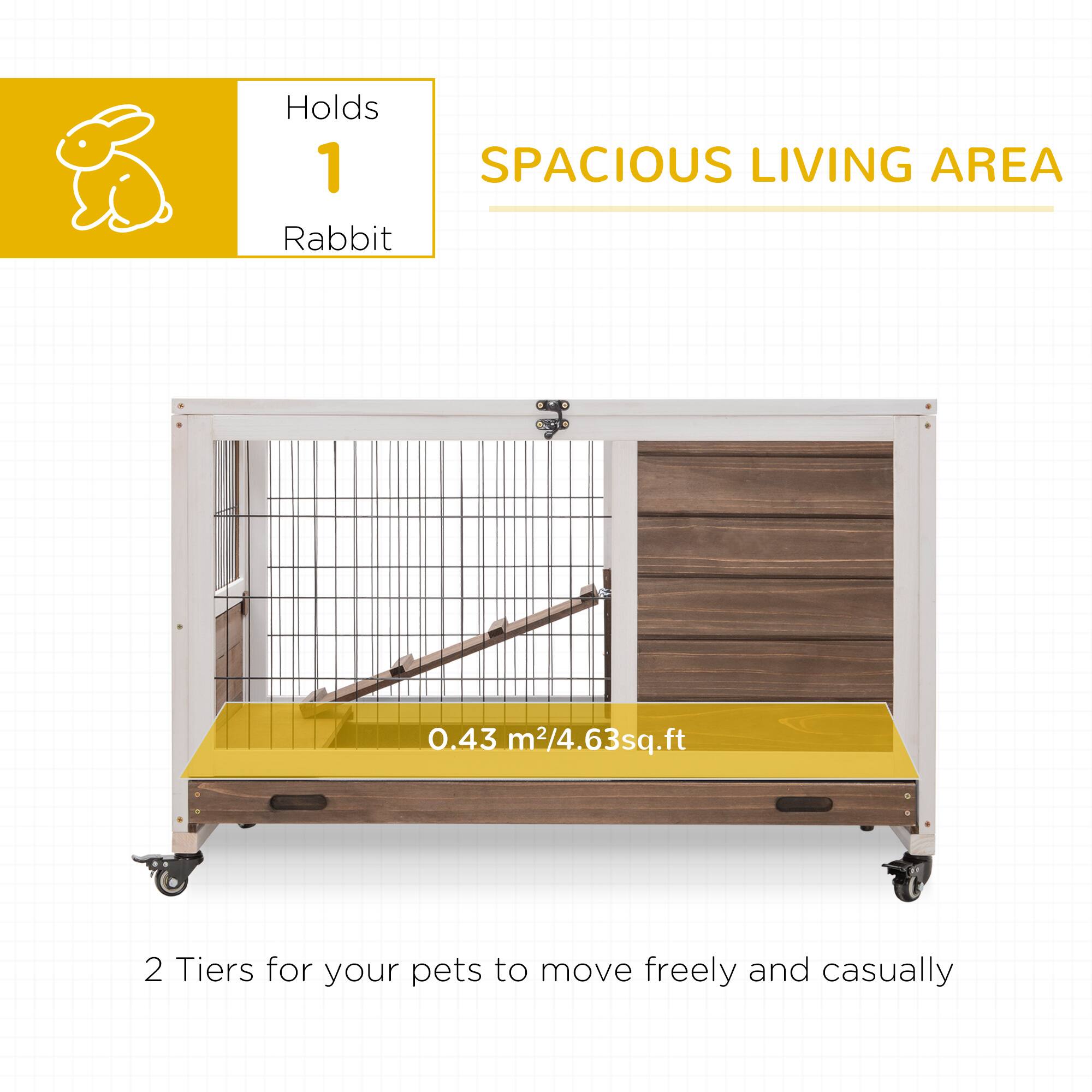 Holds 1 Rabbit

SPACIOUS LIVING AREA

0.43 m² / 4.63 sq.ft

2 Tiers for your pets to move freely and casually