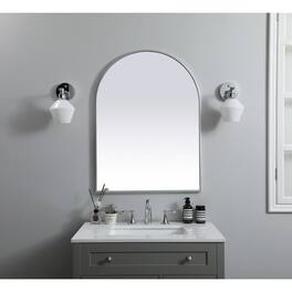 Elegant Decor - Metal Frame Arch Mirror 27x36 Inch - Silver