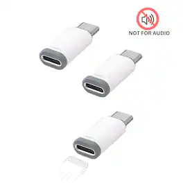 Qixxronics - (3pcs) Lightning Female to USB C Male Adapter for Lightning Cable Connector for iPad iPhone Compatible NOT FOR AUDIO - White